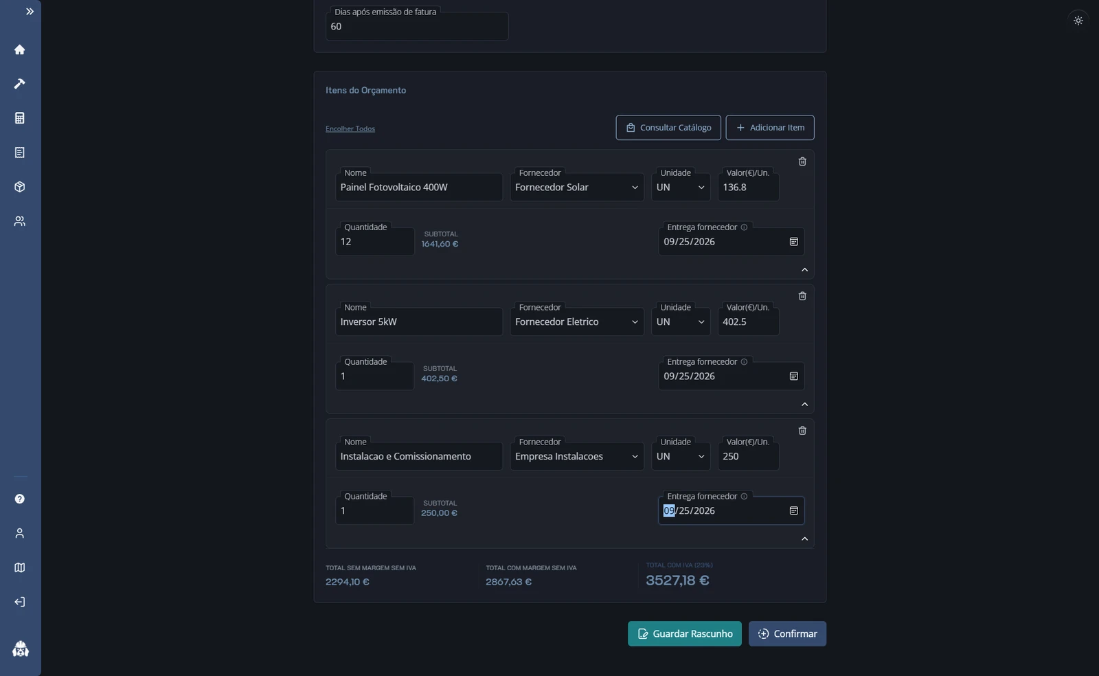 Uma imagem da plataforma Orçamento Certo