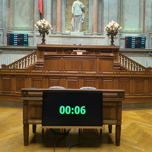 Ecrãs de contagem de tempos nas assembleias.